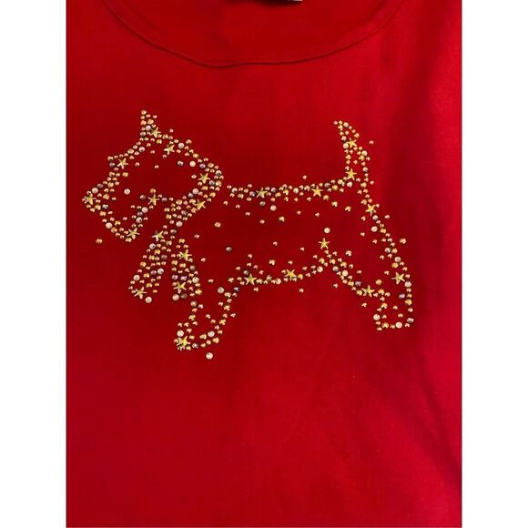 NWOT Quacker Factory Red Embellished Scotty Dog T Shirt Size Small - Picture 3 of 4